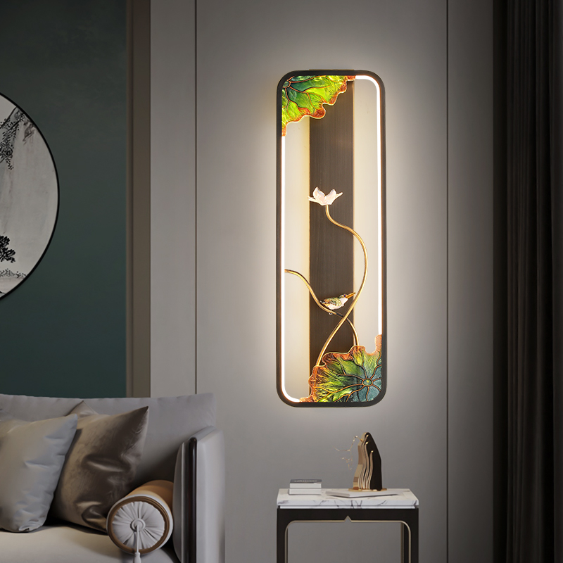 新中式全铜珐琅彩壁灯客厅卧室楼梯电视背景墙轻奢床头装饰灯具