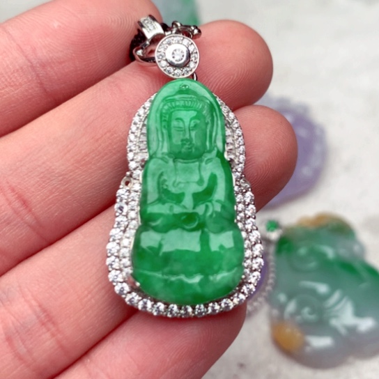 翡翠吊坠(不含链)银S925镶嵌