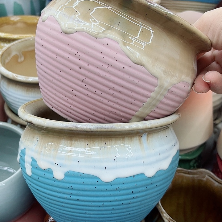 多肉绿植陶瓷花盆9.9包邮，有孔