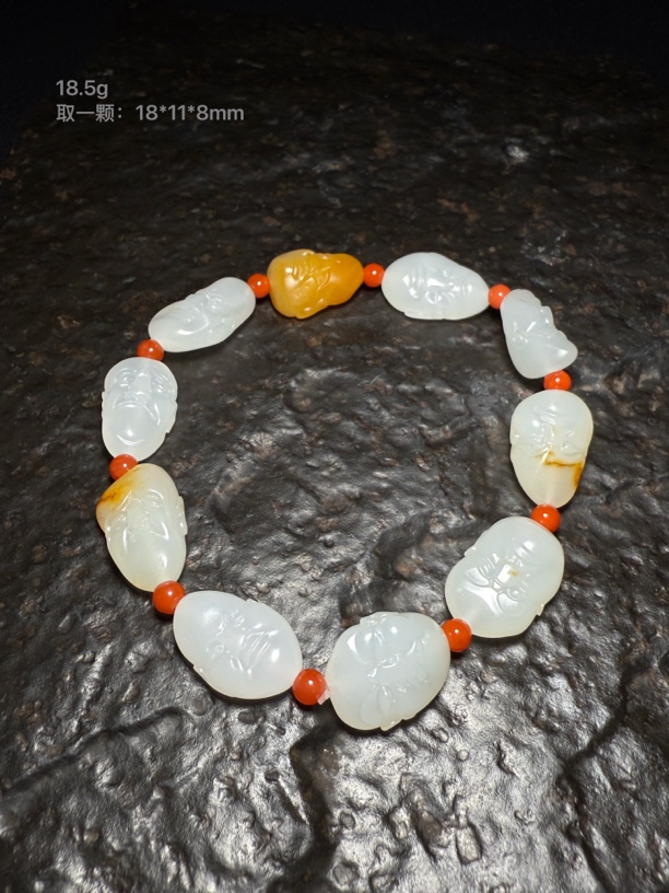 新疆和田玉籽料罗汉手串10颗独籽苏州名家作品