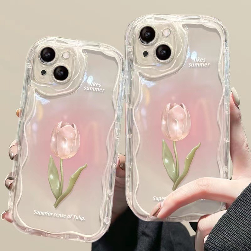 郁金香苹果13手机壳iPhone11晕染14Pro全包12promax防摔xs渐变78p