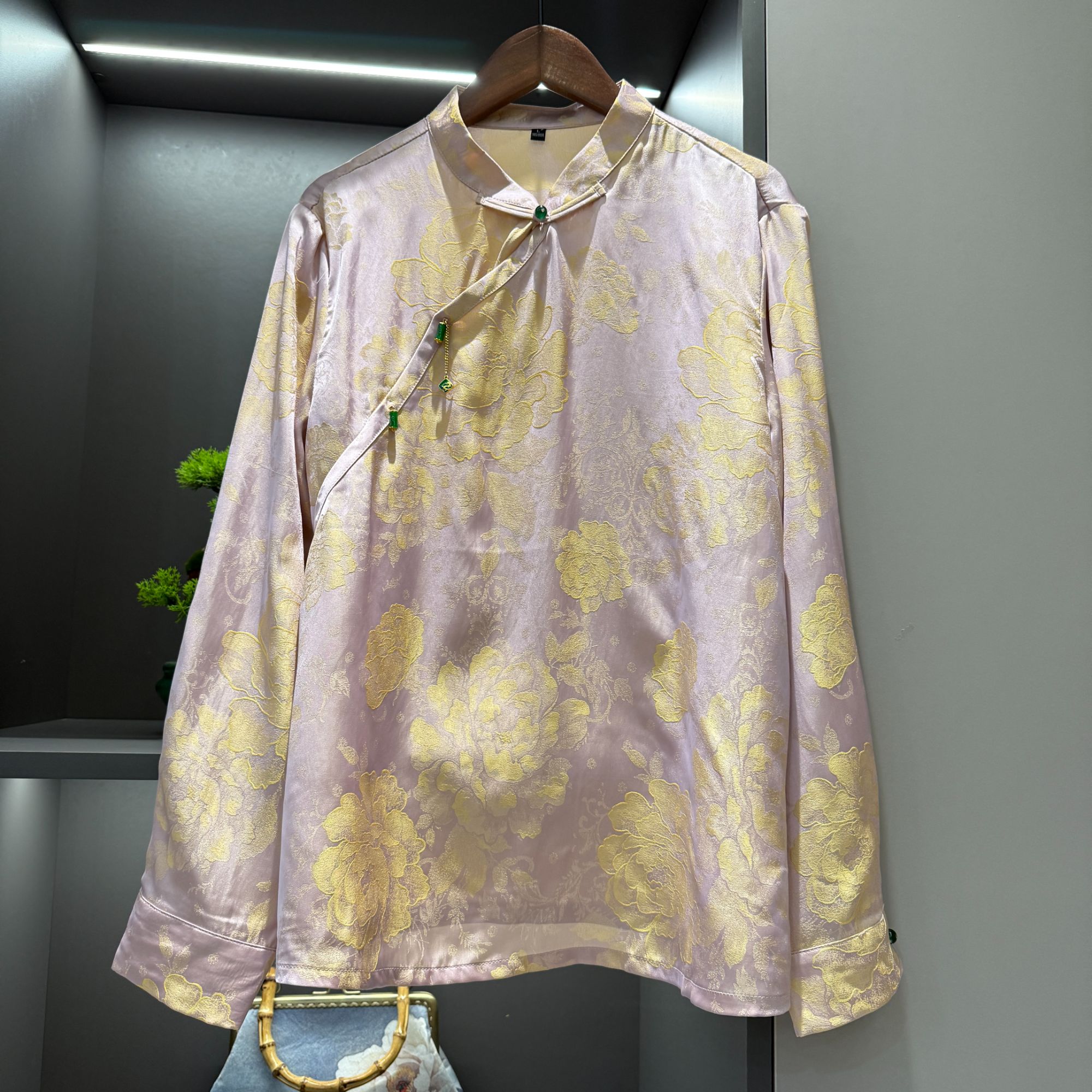 中式上衣复古斜襟盘扣传统改良花色气质春季女装宽松上衣2502