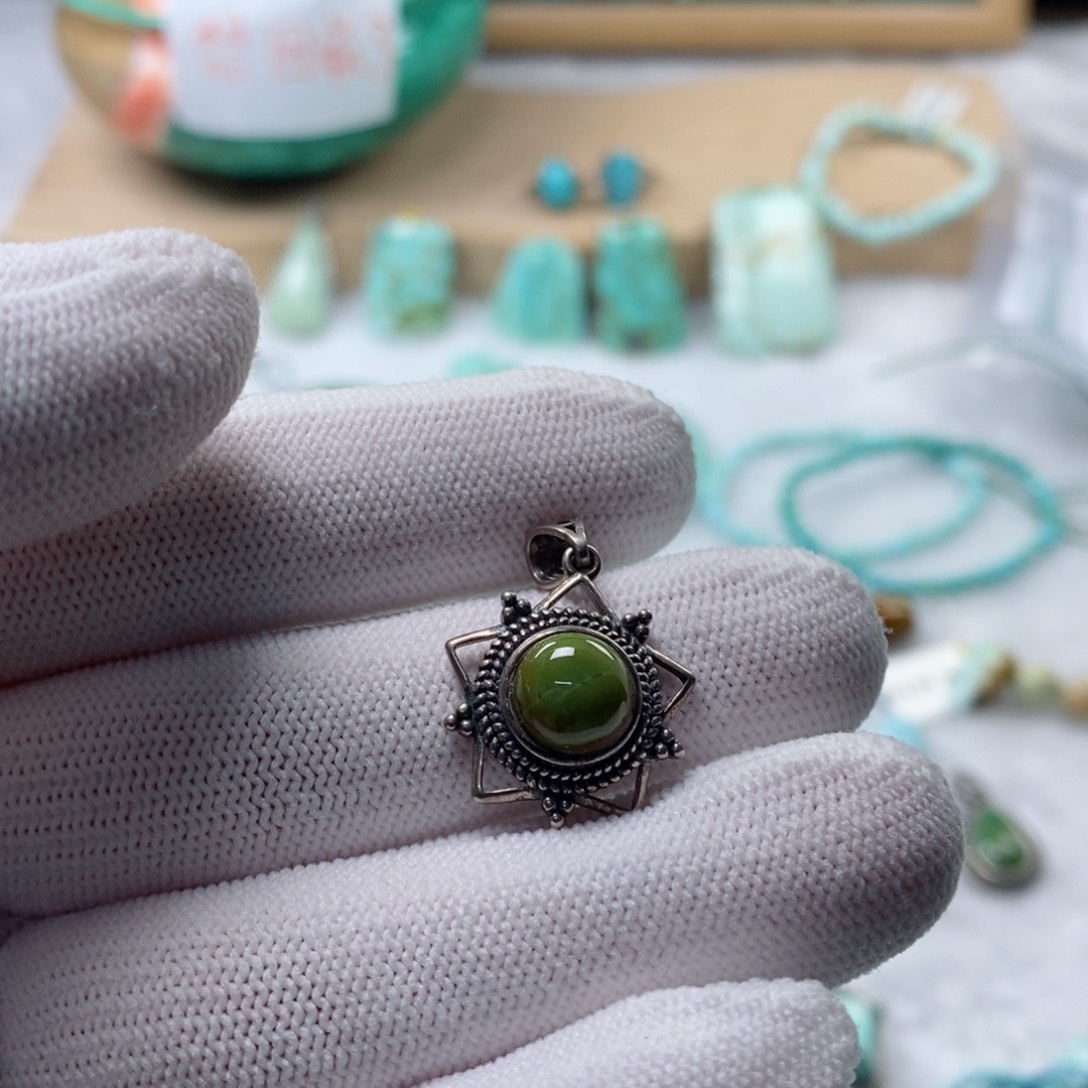 绿松石颈饰银S925镶嵌