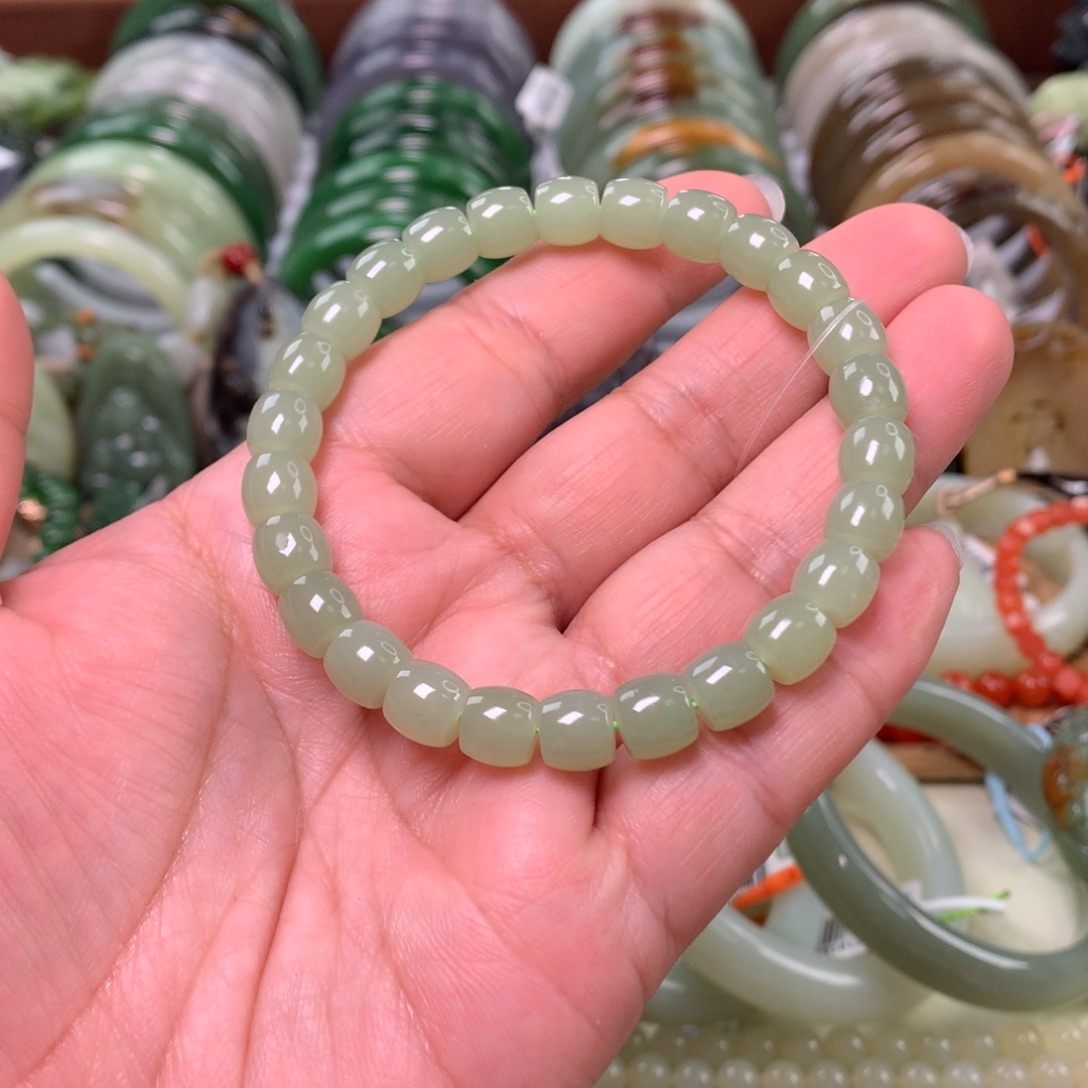 和田玉未镶嵌手链卡0.7