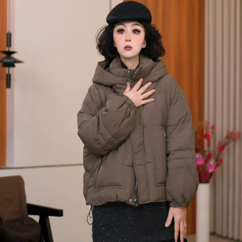 9227秋冬新款韩版2025宽松休闲时尚短款连帽羽绒服女