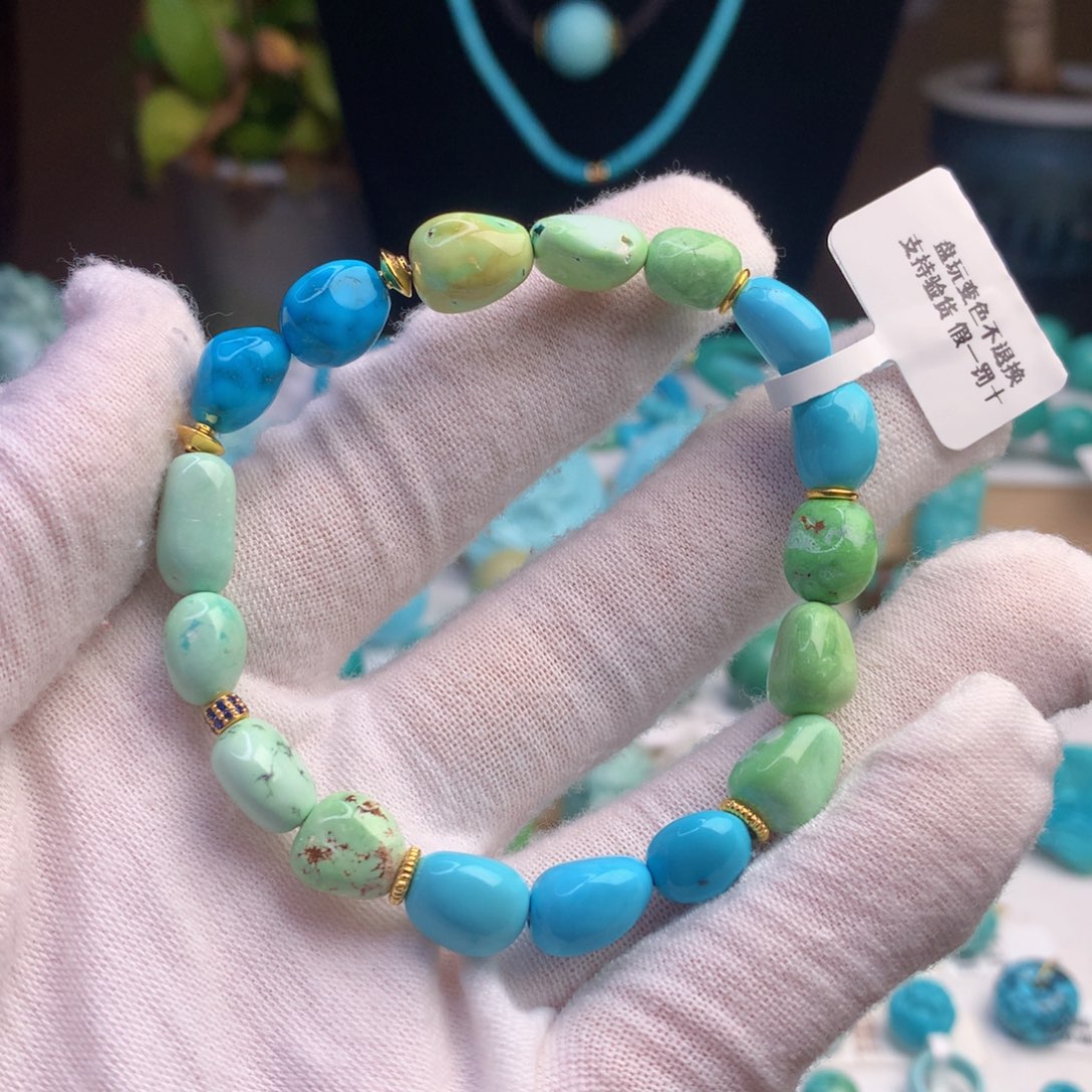 绿松石珠宝奇石18K金镶嵌