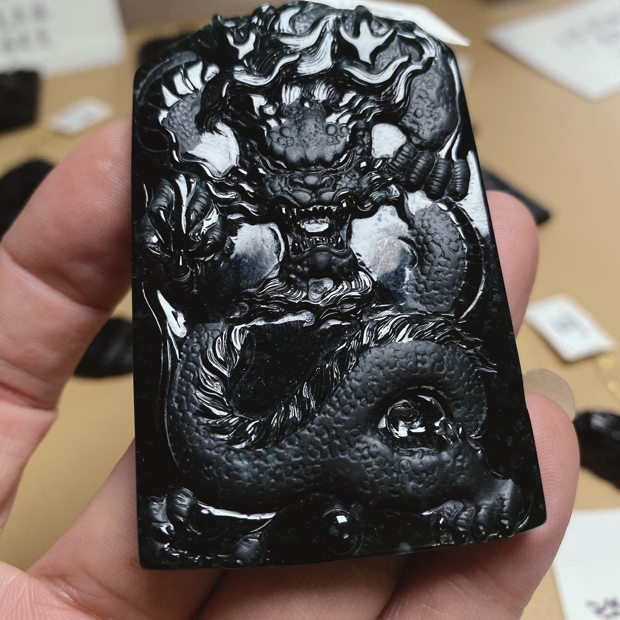 天然缅料a货 龙腾四海挂件322