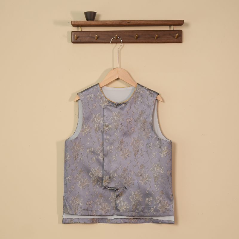 清版【银灰子矜马甲】桑蚕丝宋锦气质国风中式百搭马甲