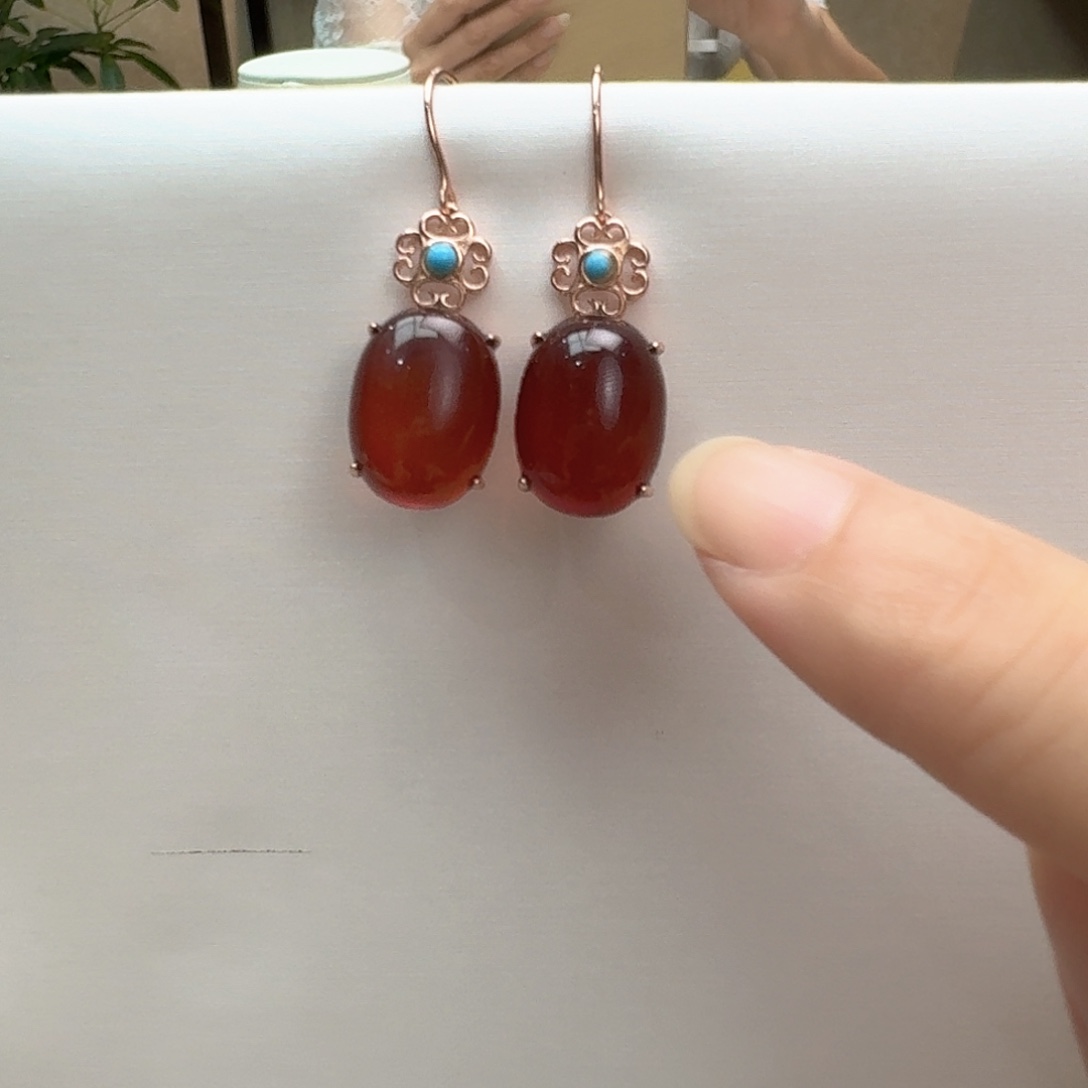 琥珀未镶嵌耳饰耳坠