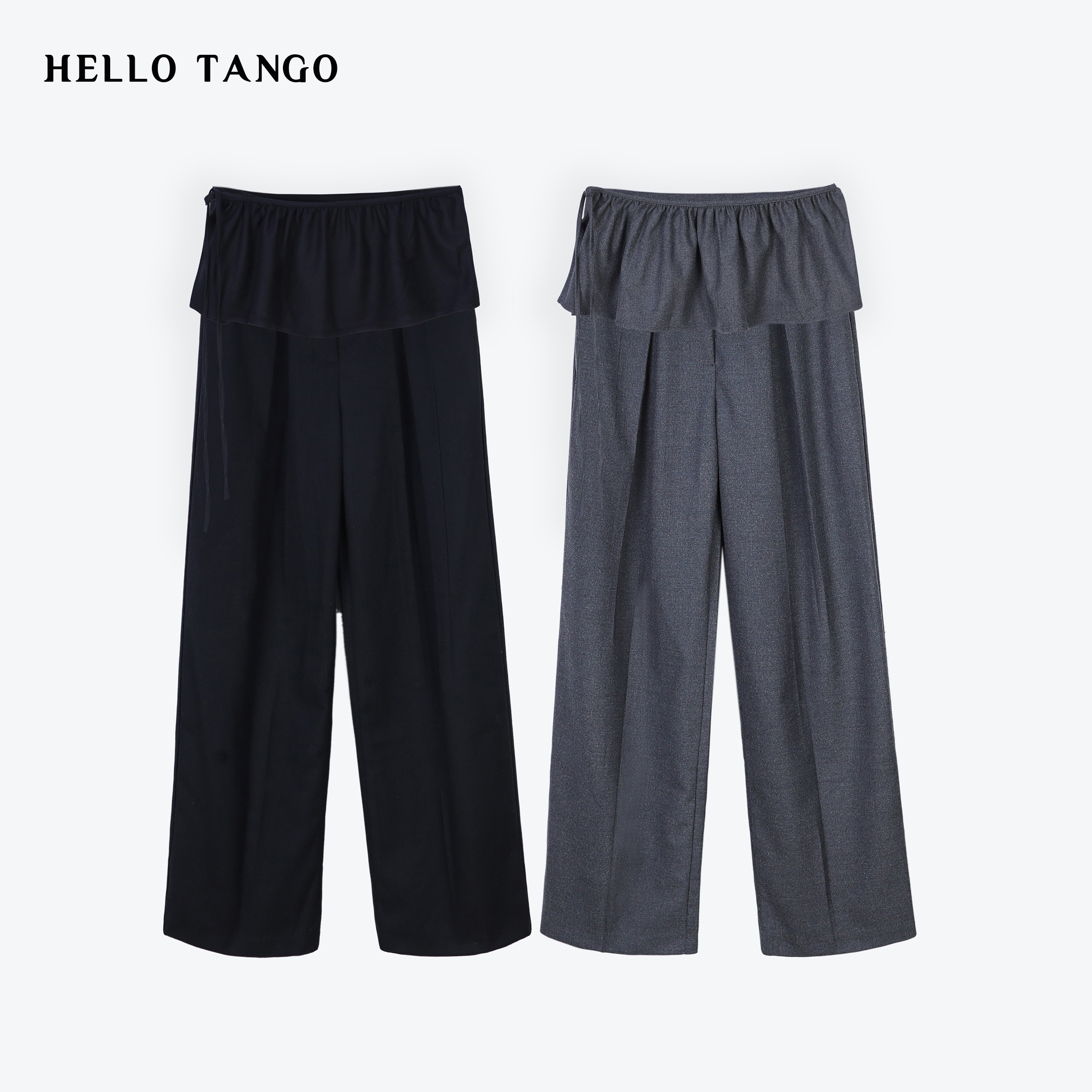 HELLOTANGO《反转时光》小众设计韩版真两件百搭裙帘休闲裤841268#