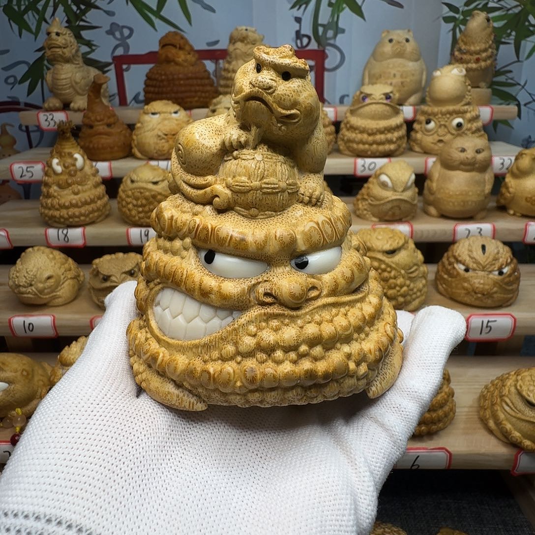 竹竹根雕手工雕刻金蟾