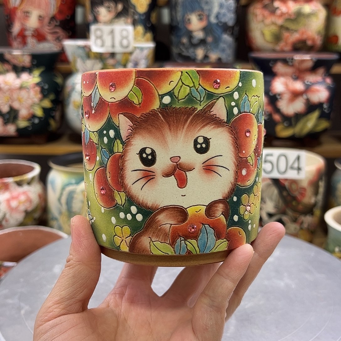 景德镇炫彩手绘口8.5高9.5