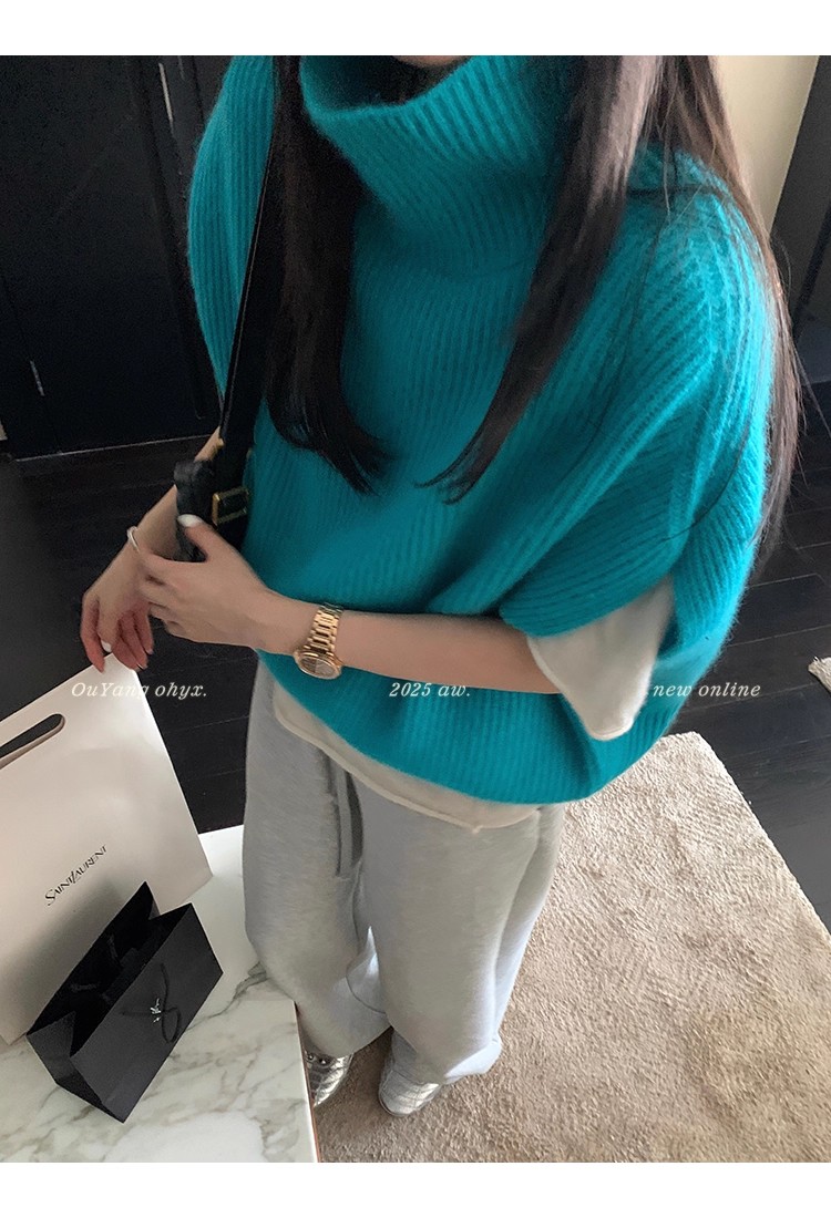 欧阳"智性叠叠乐"Jenni*舒适区！轻柔暖肤超奢浣熊绒羊毛毛衫