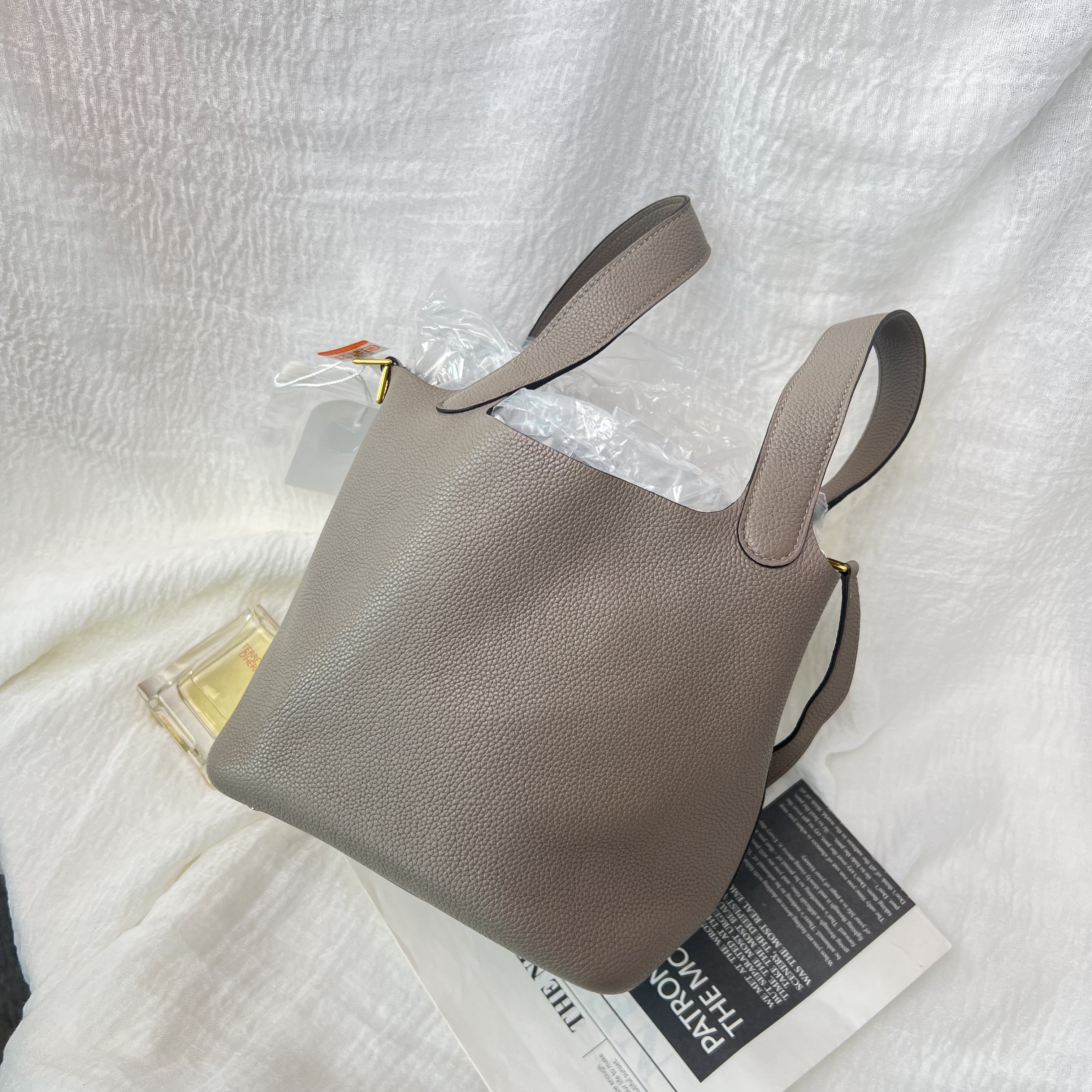 99新 Hermes/爱马仕 菜篮子18银河灰Y刻/手提包/250508VHDXD04
