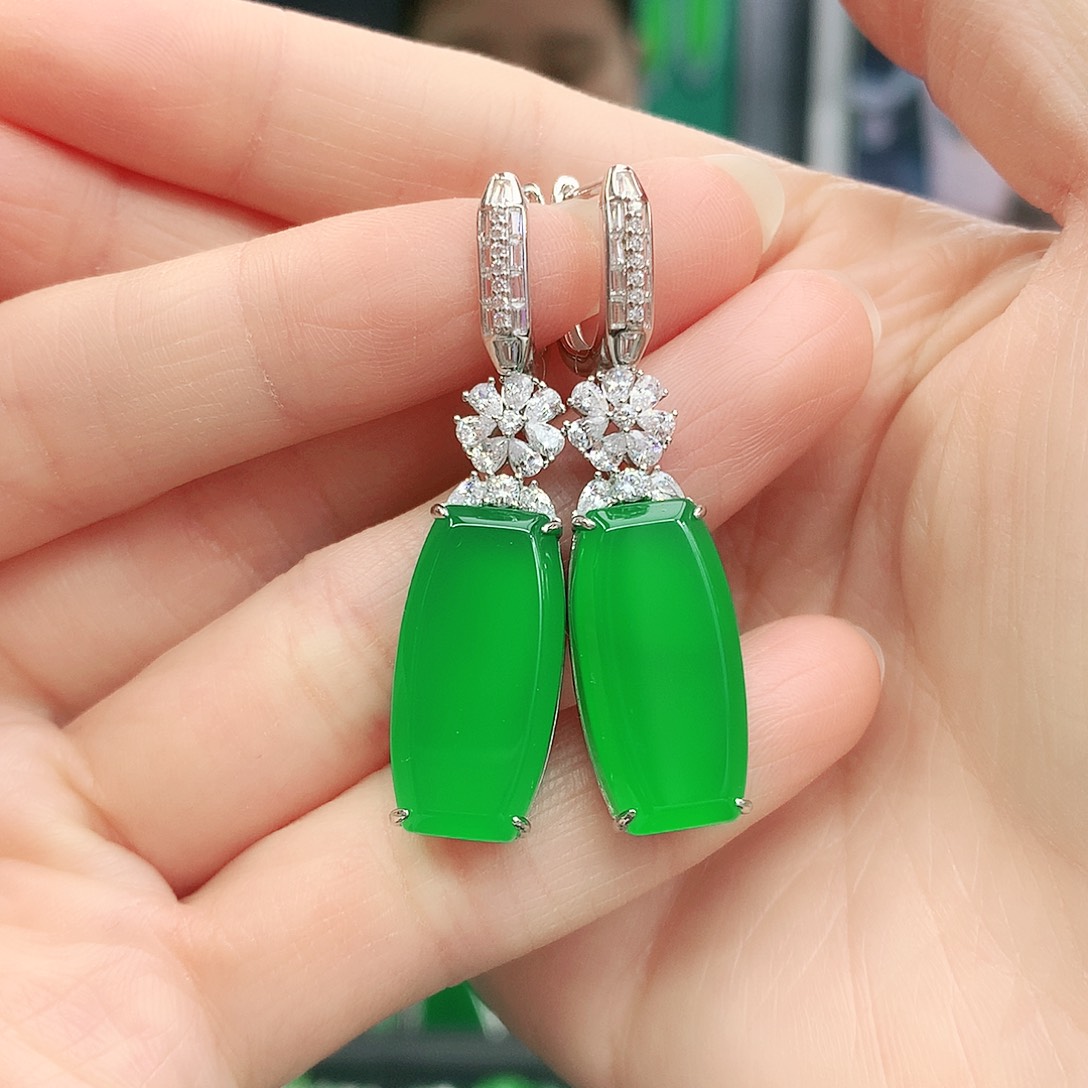 银S925镶嵌耳坠玛瑙/玉髓