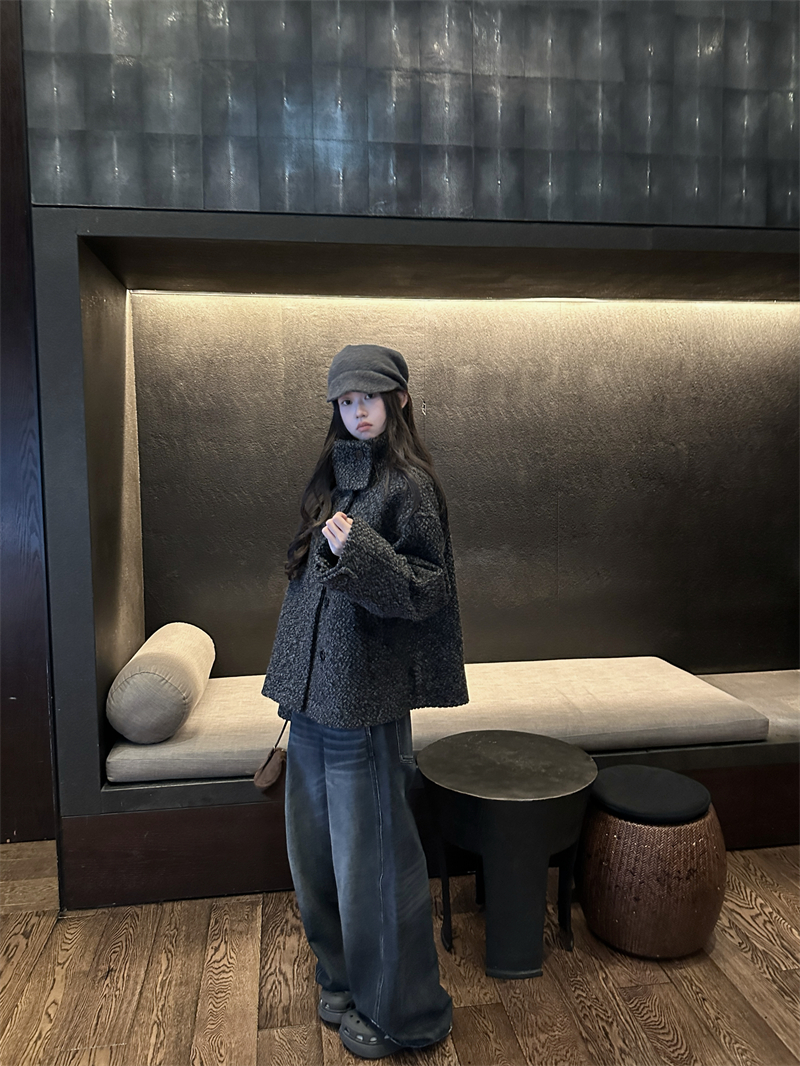 【OPENING自制】翻领毛呢夹棉加厚宽松外套