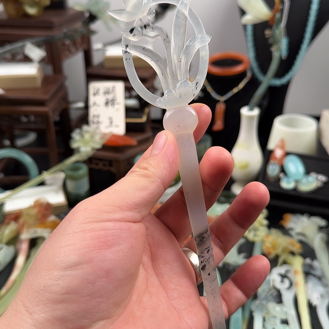 蛇纹石玉未镶嵌发饰