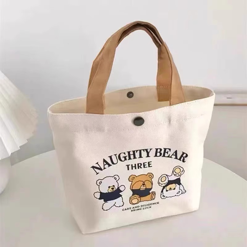 简约帆布包小巧小型百搭手提包女学生饭盒袋手提袋子上班族便当包