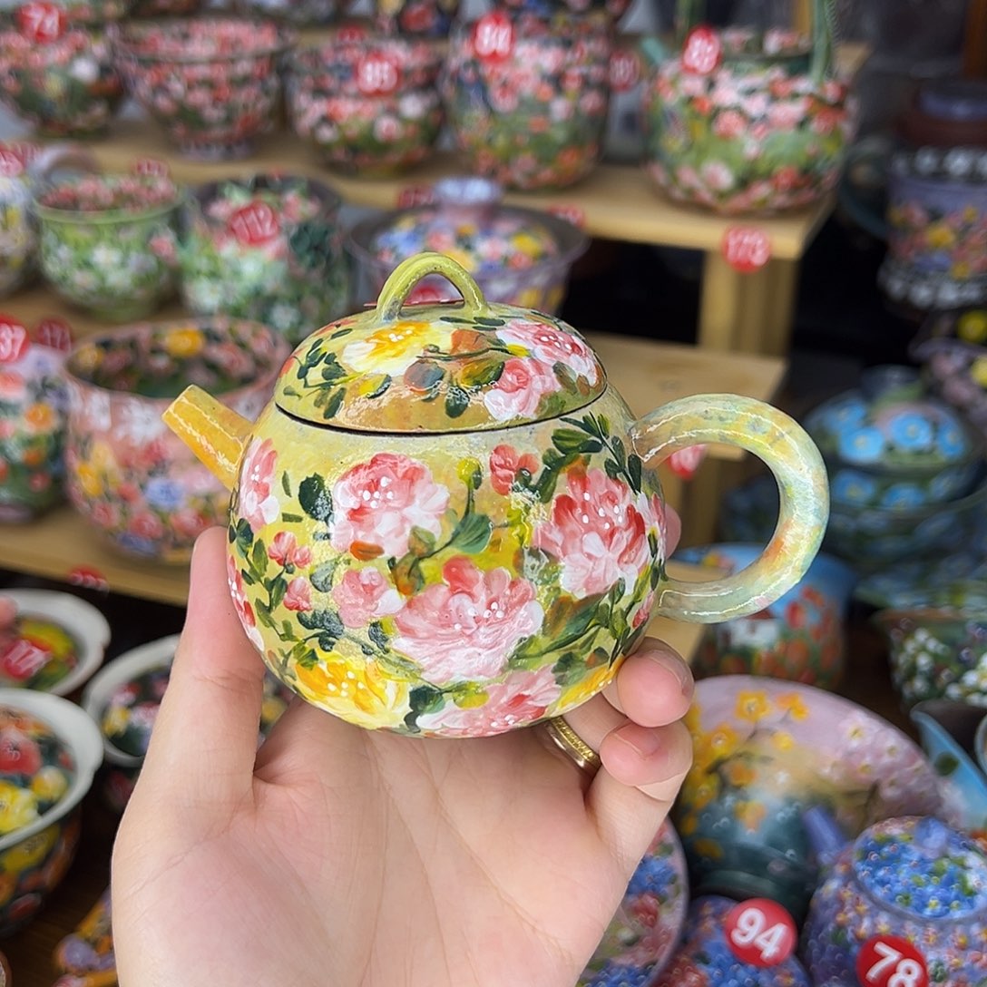 芒***丁泥塑紫砂手绘壶油画