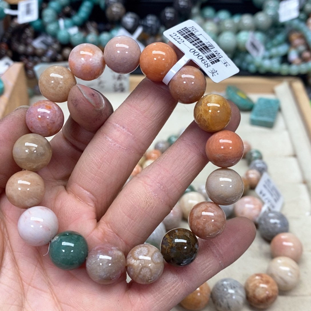 硅化珊瑚（珊瑚玉）手链未镶嵌朱****286