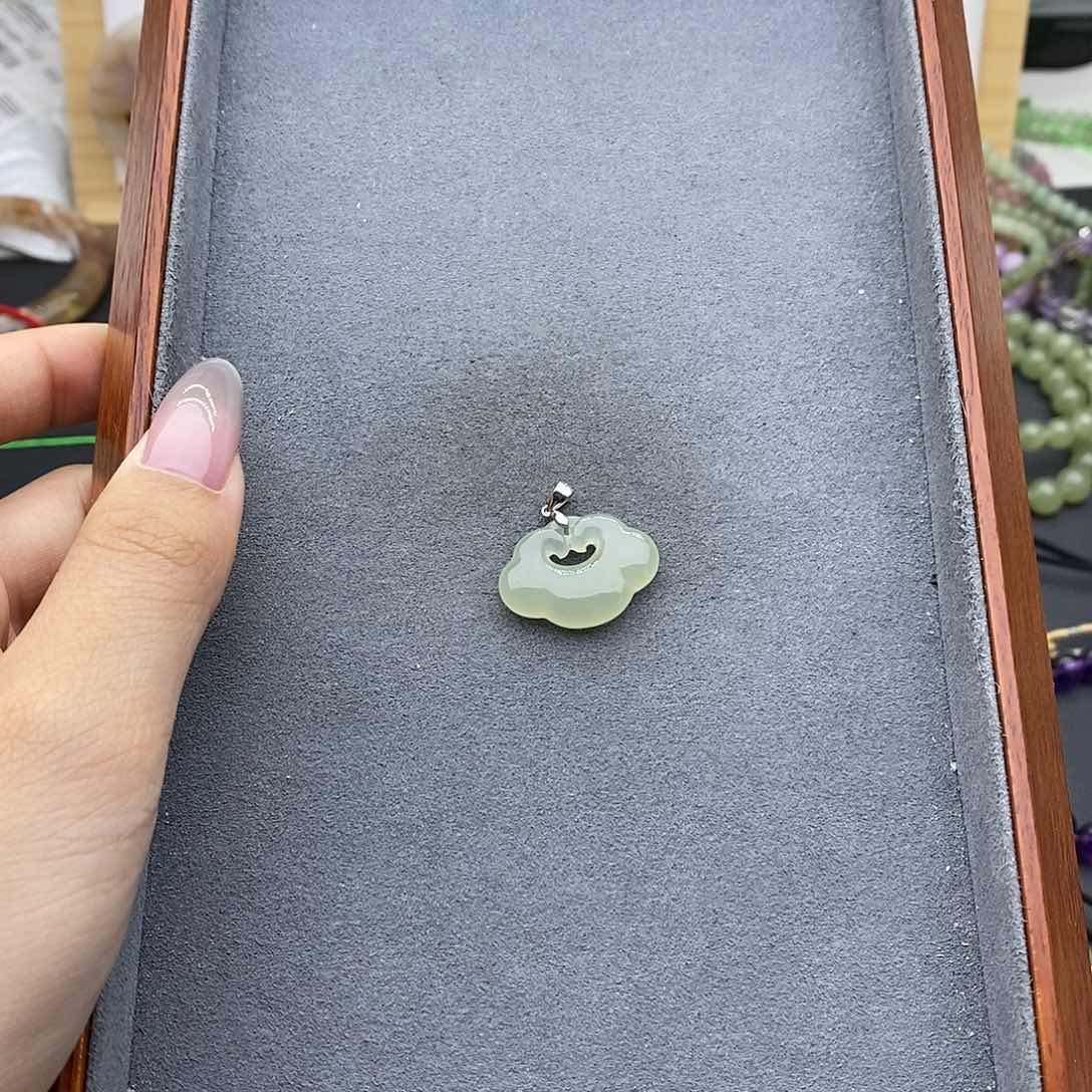 和田玉吊坠(不含链)银S925镶嵌