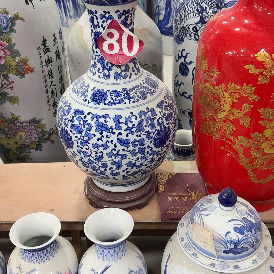 用***8摆件瓷80号赏瓶55公分一对