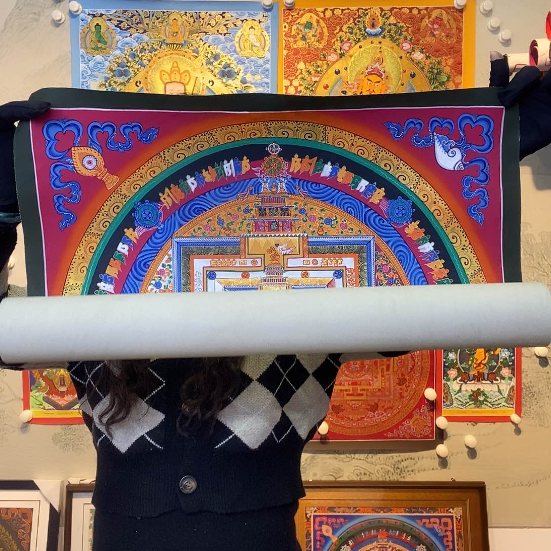 卷轴画纯手绘坛城唐卡50厘米左右