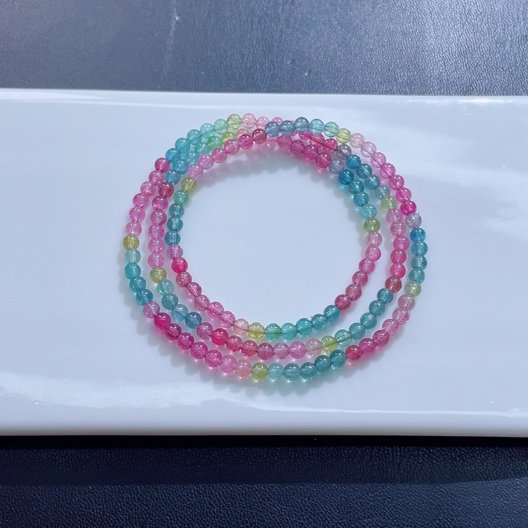 碧玺未镶嵌手链3.8mm左右