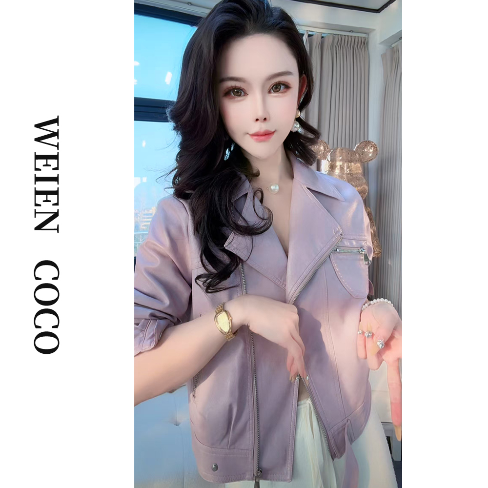 【薇恩COCO】皮衣女外套显瘦气质休闲时尚皮夹克外套秋季外套S3409