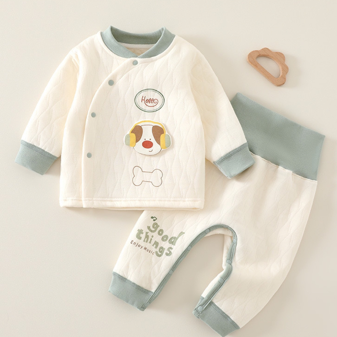 新疆包邮高腰空气棉秋衣秋裤套装保暖舒适柔软新生儿侧开护肚