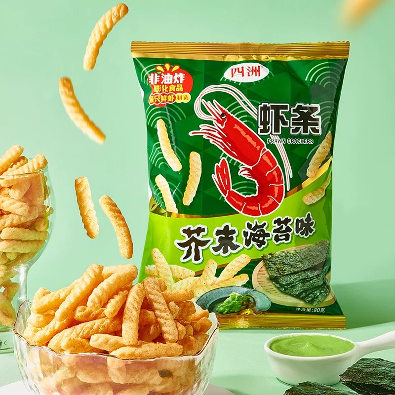四洲虾条芥末海苔味80g*5袋