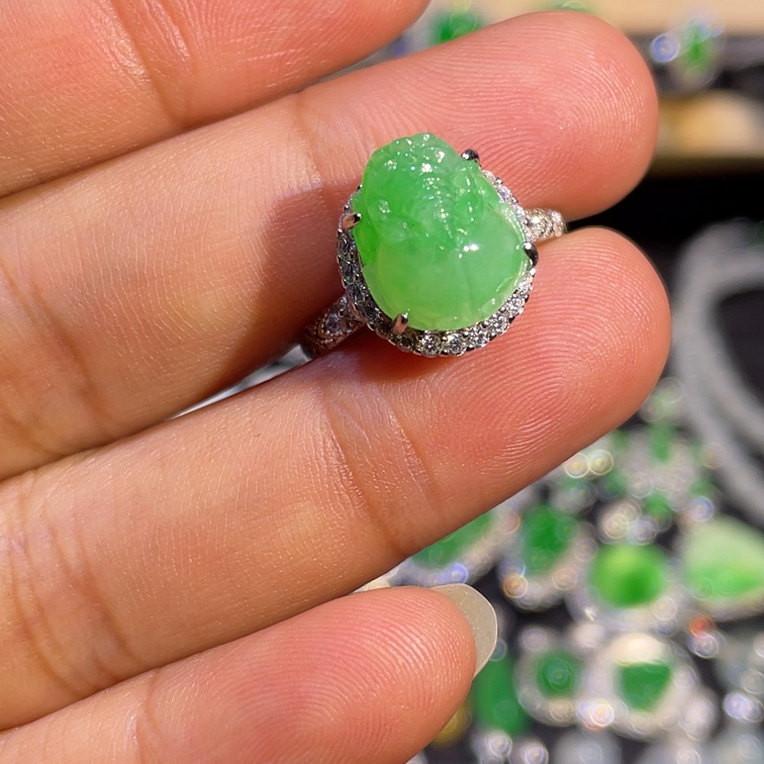 翡翠银S925镶嵌戒指