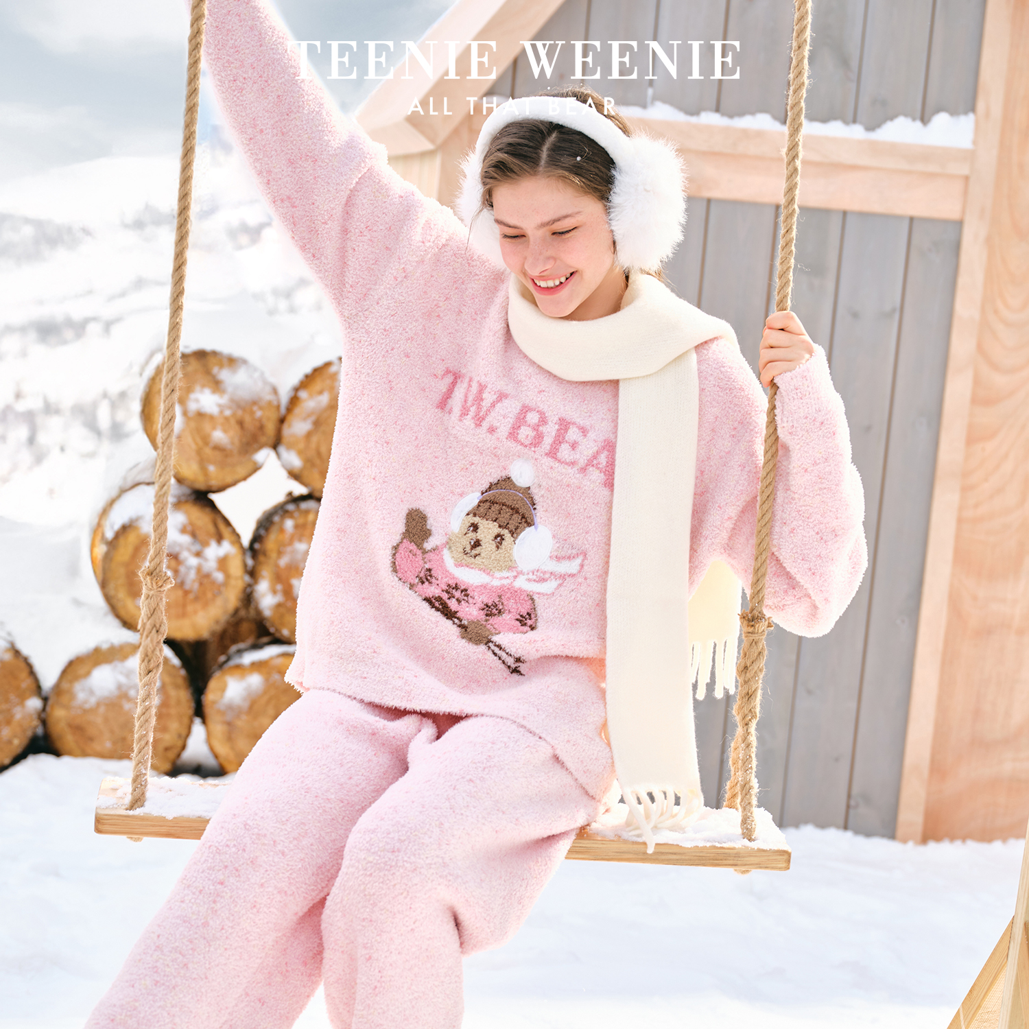 Teenie Weenie小熊冬日滑雪家居服套装