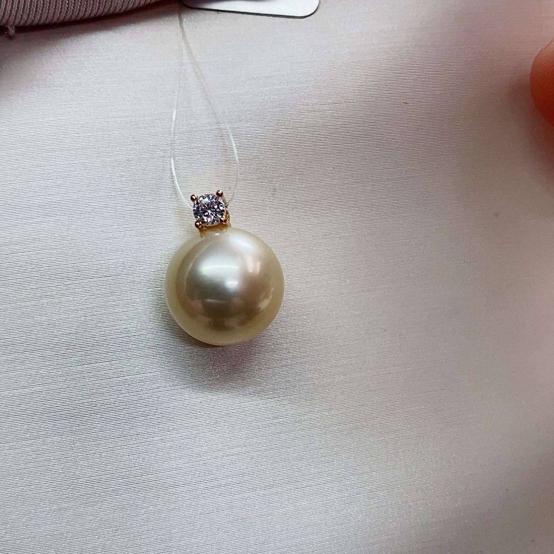 吊坠(不含链)银S925镶嵌海水珍珠11-12