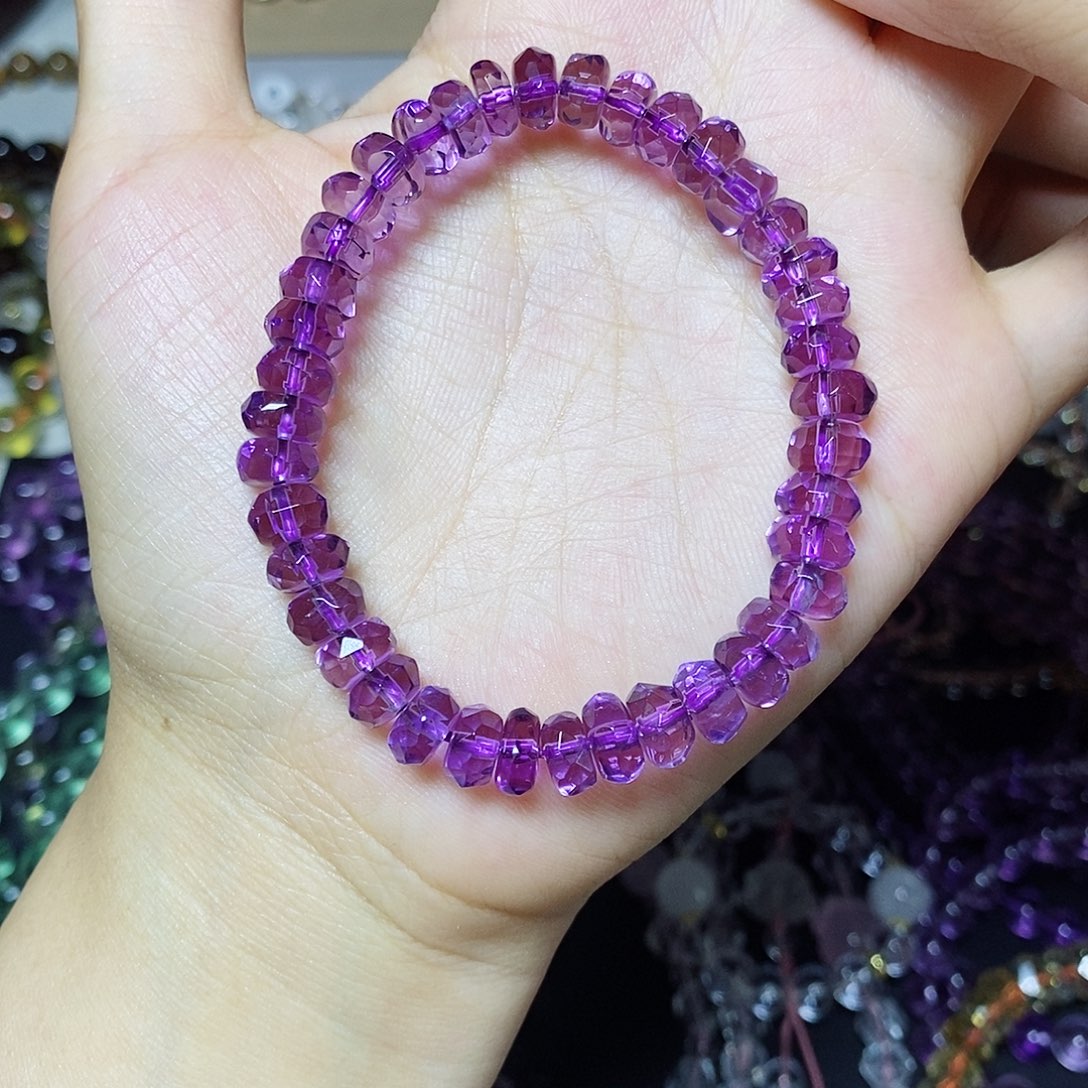 水晶手链未镶嵌柚***糖巴西紫切面手串