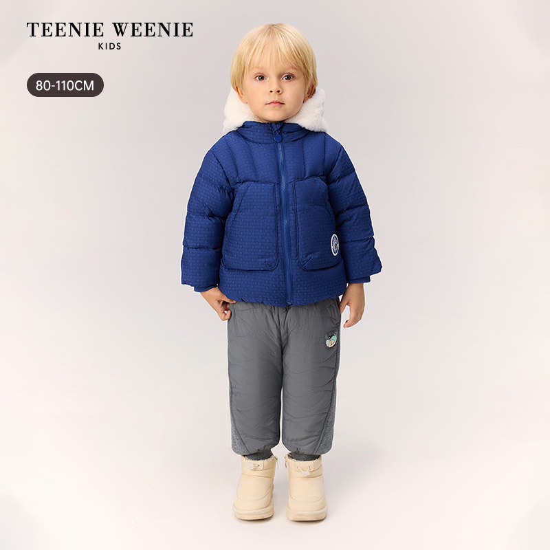 TeenieWeenieBaby小熊童装25年冬毛绒熊耳连帽羽绒服T0JD254V02A