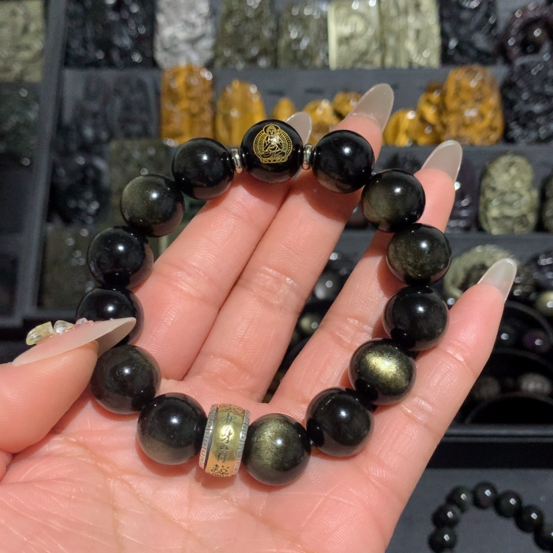 黑曜岩手链未镶嵌云***空