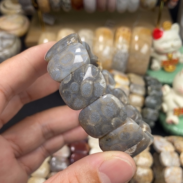 未镶嵌手链硅化珊瑚（珊瑚玉）