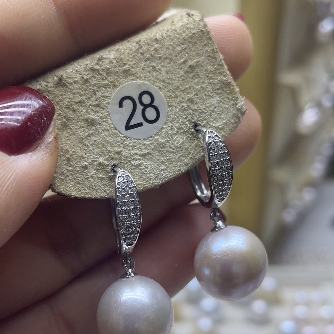 淡水珍珠耳饰银S925镶嵌