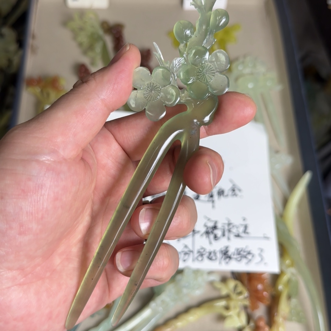 岫玉发饰未镶嵌明君玉簪就是好看