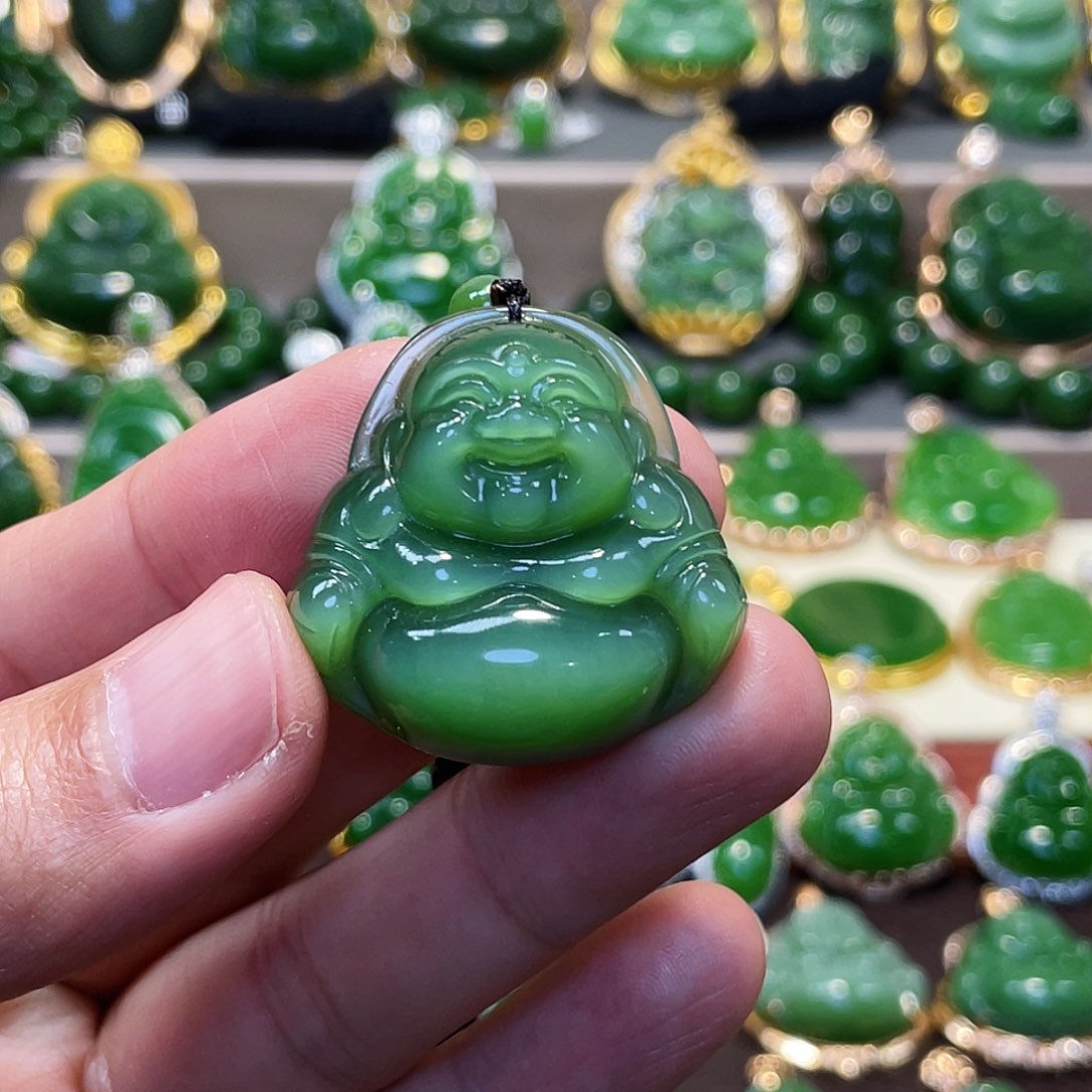 和田玉（碧玉）颈饰未镶嵌佛公34mm