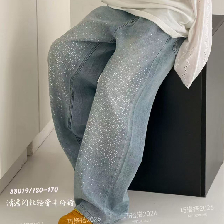 8337童装烫钻阔腿牛仔裤