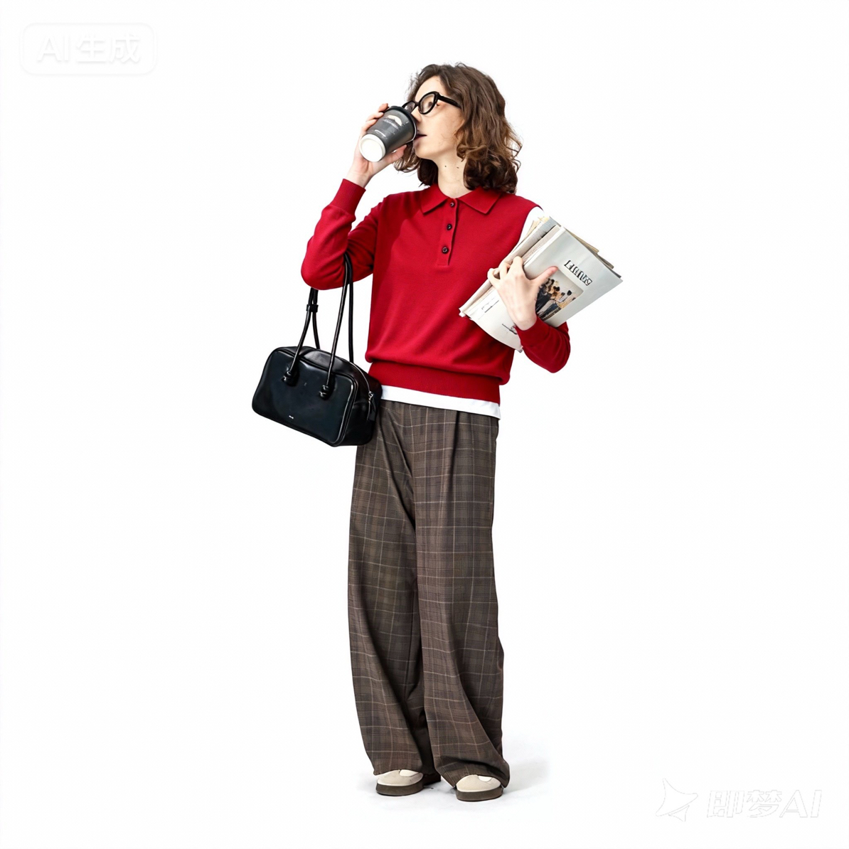 港味复古polo领长袖100%山羊绒秋冬枣红色软糯打底纯山羊绒上衣