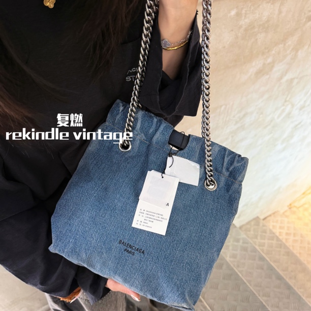 99新 Balenciaga/巴黎世家 复燃精选/丹宁小号crush系列垃圾袋