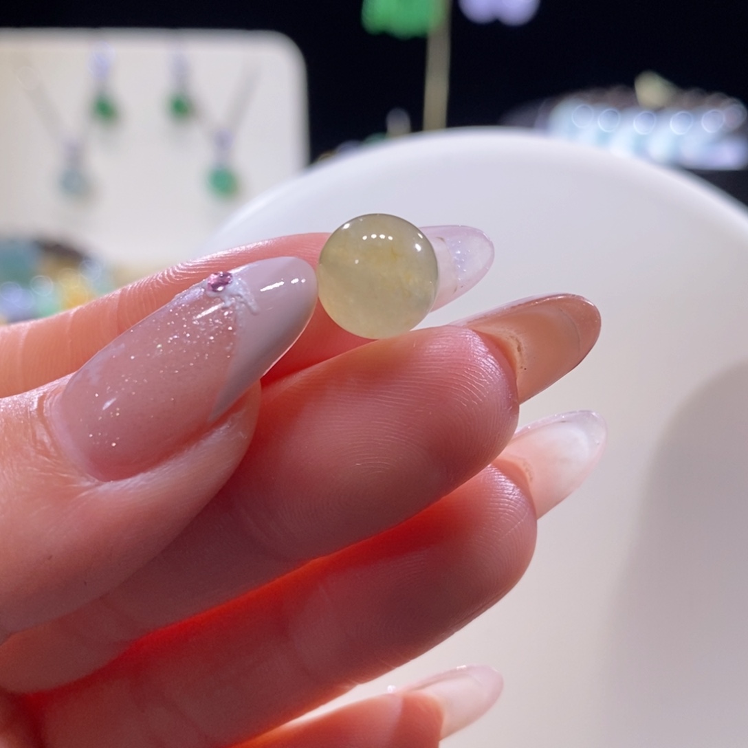 翡翠未镶嵌颈饰翡翠冰橘黄珠9.7mm