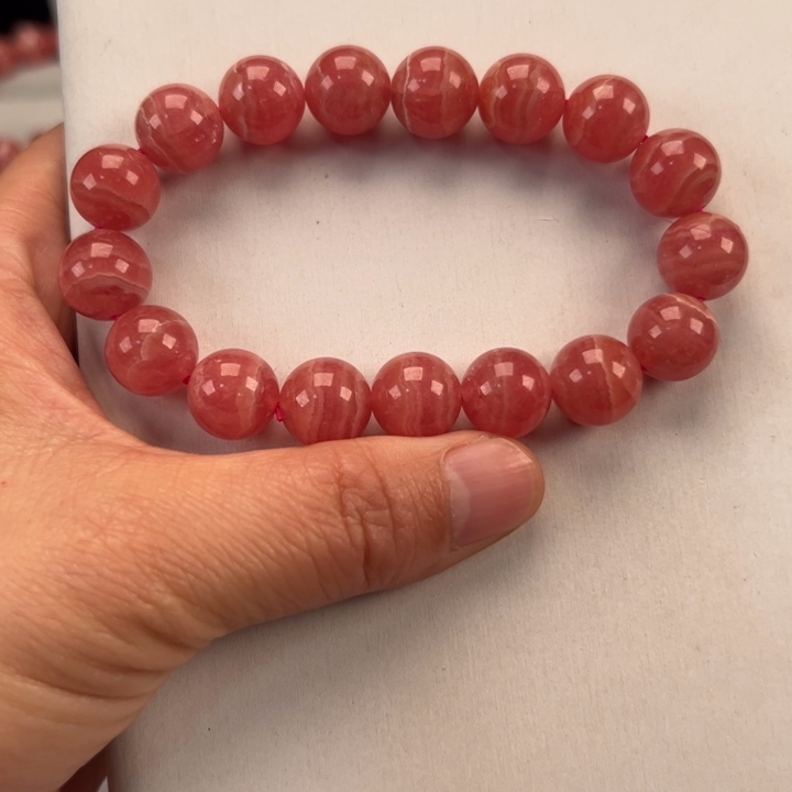 菱锰矿（红纹石）手串未镶嵌澄*