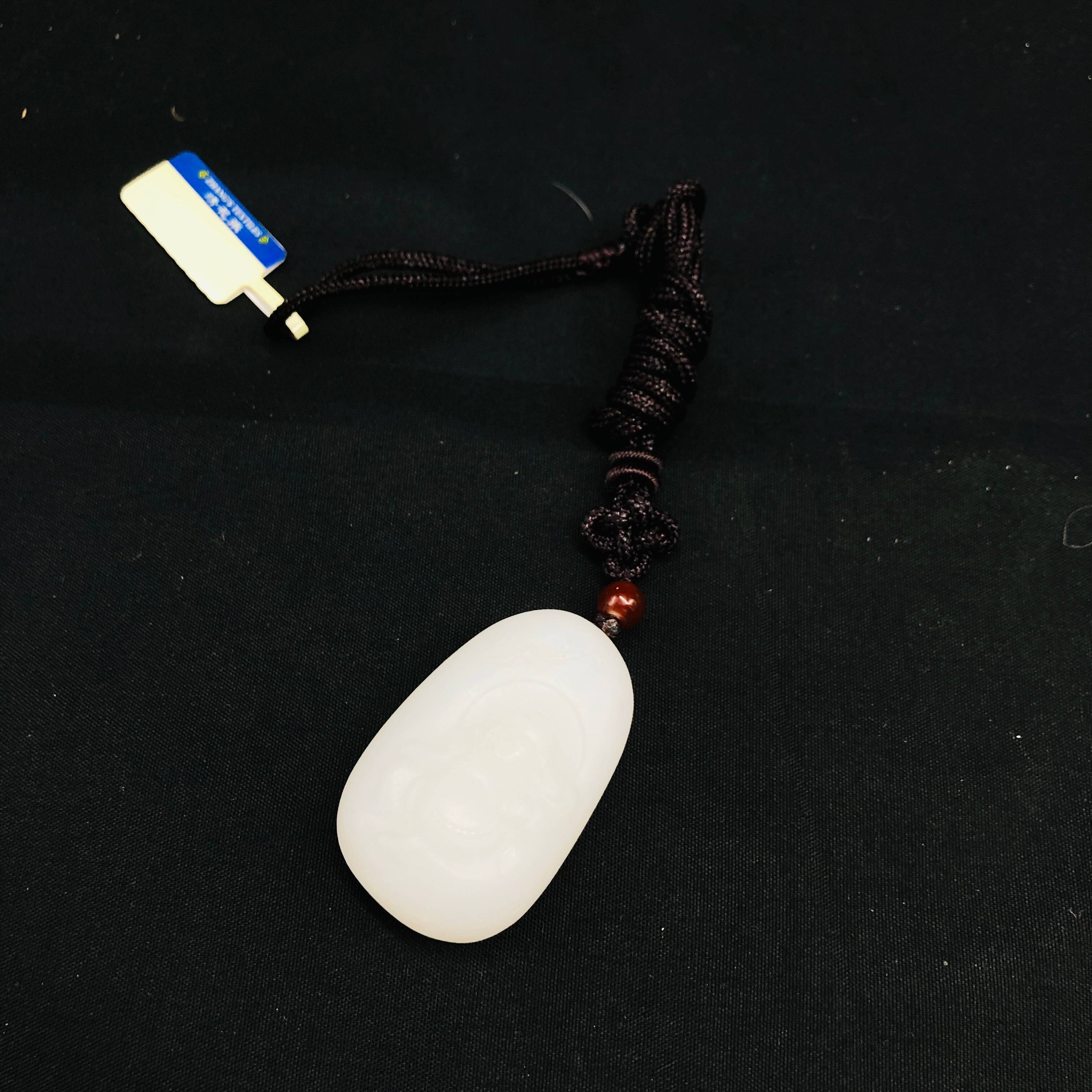 20世纪中期到后期和田玉白玉弥勒吊坠-M25AQ007889/摆件/绣花张