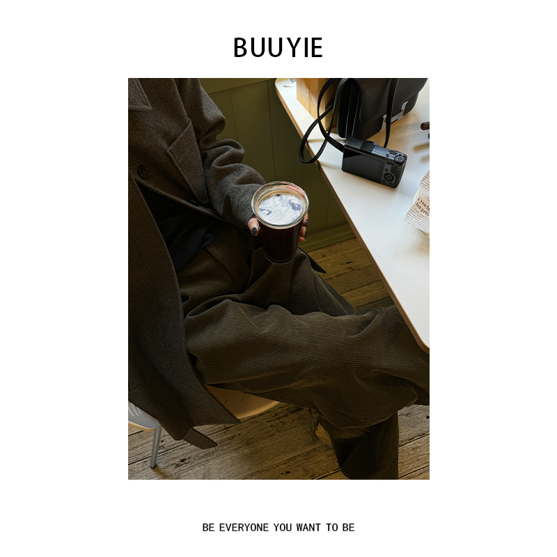 BUUYIE 25SS【复古回潮】宽松百搭灯芯绒直筒休闲裤 2470549