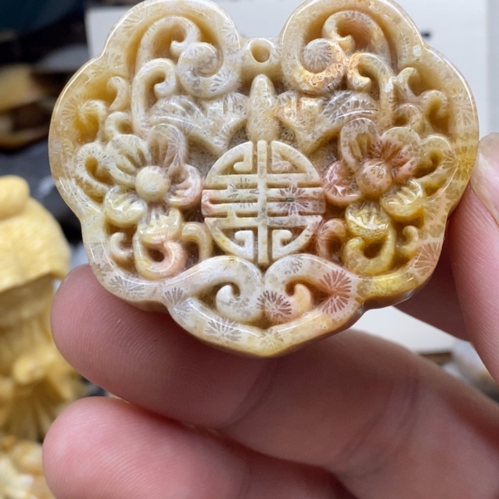 硅化珊瑚（珊瑚玉）未镶嵌颈饰
