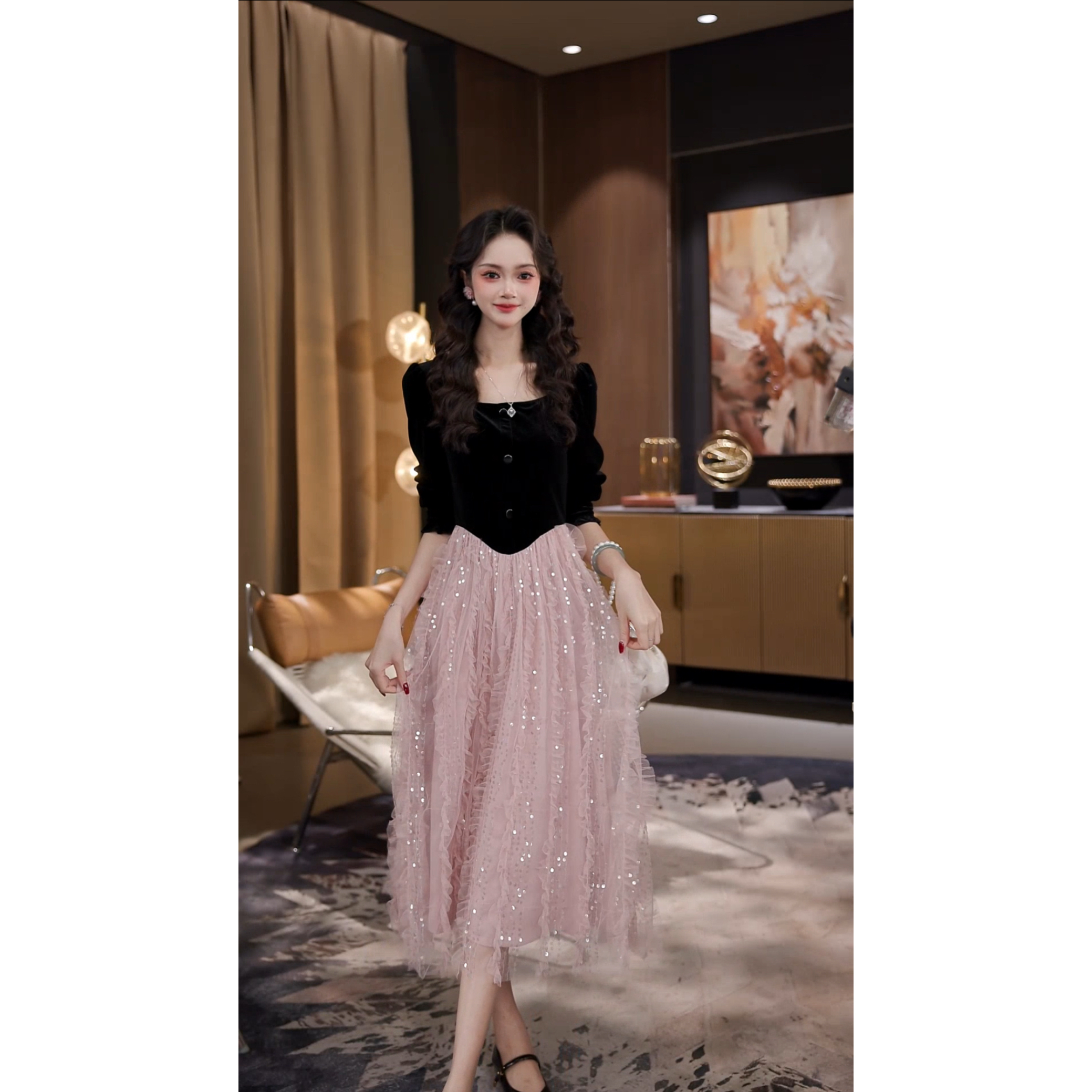 薇宝儿-佳佳-怦然心动-优雅女装法式复古气质轻奢显瘦裙-BN811F